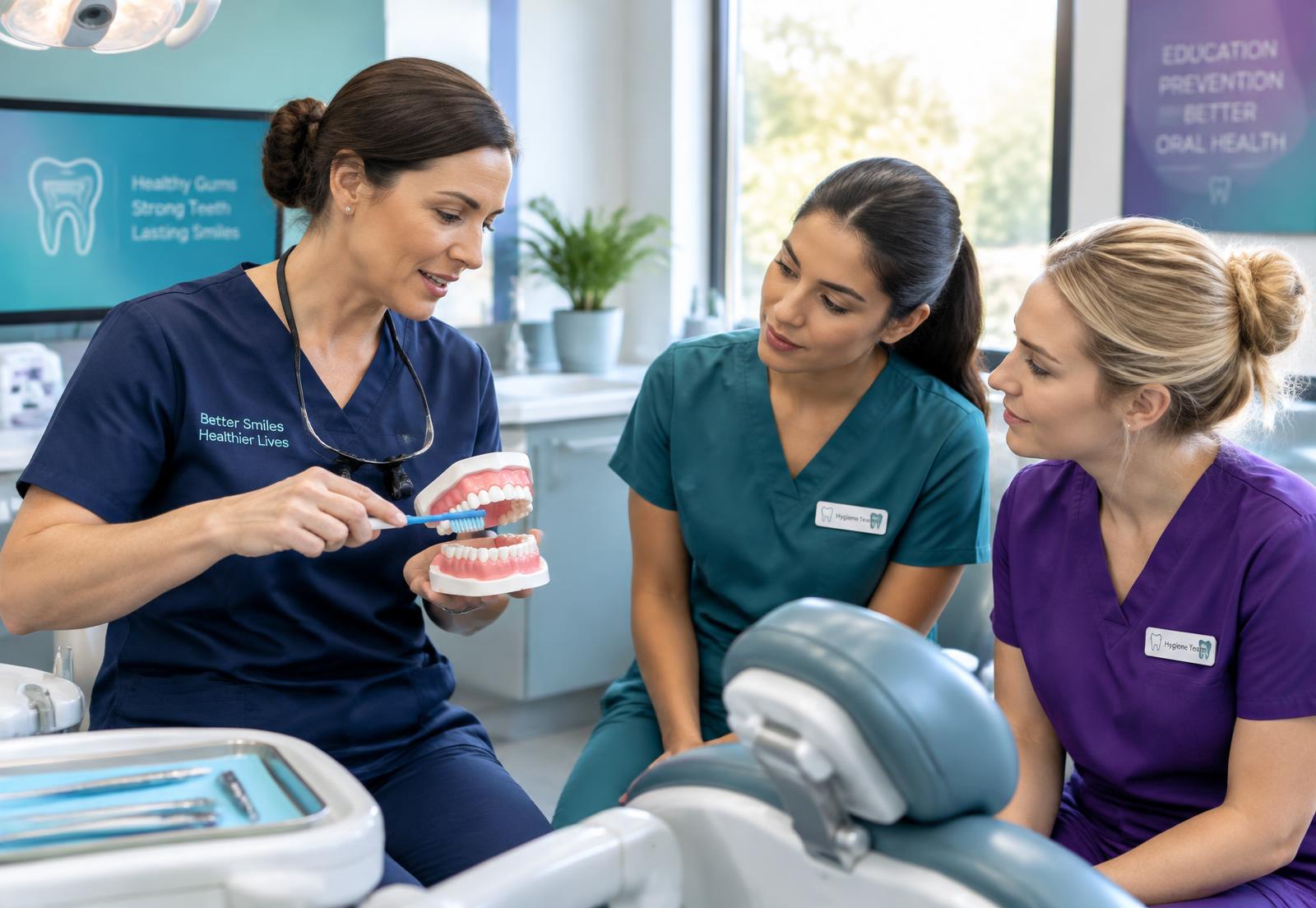 Coach training hygienists in a dental practice